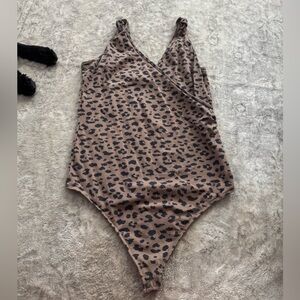 Abercrombie & Fitch Leopard Print Bodysuit - Brown and Black